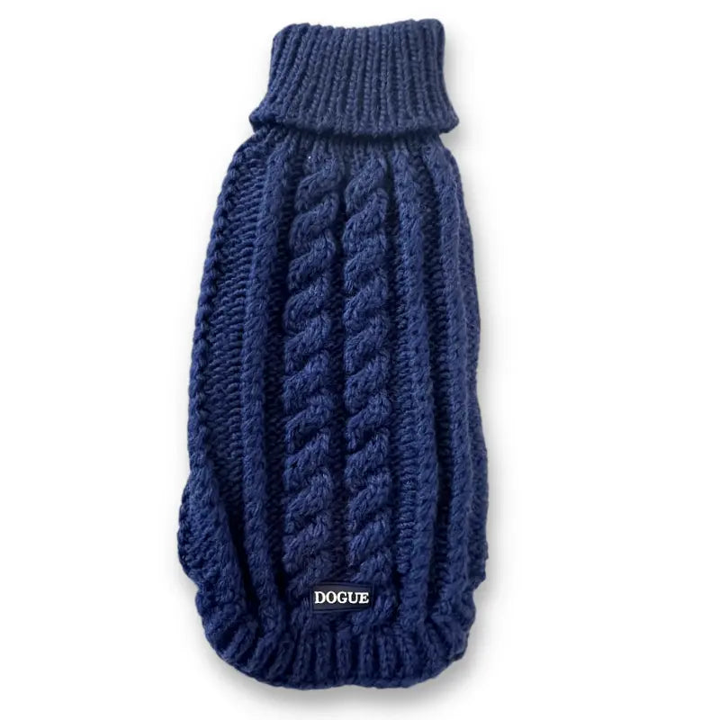 Cable Knit Dog Jumper: Navy